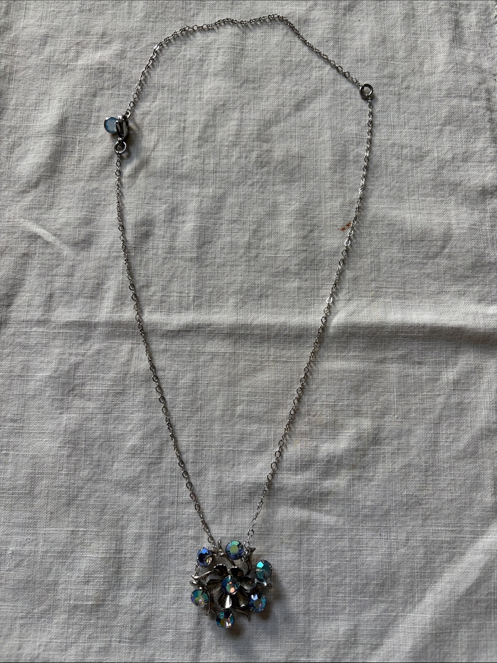 Blue Crystal Cluster Pendant Necklace - Picture 5 of 5